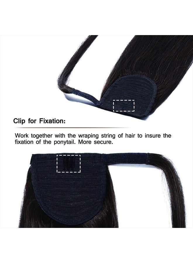 SEGO Ponytail Extension Human Hair Pony Tails Hair Extensions Wrap Around Ponytail Hair Extensions 100% Real Remy Hair With Magic Paste Long Straight For Women 20 Inch 95g #02 Dark Brown - Image 3