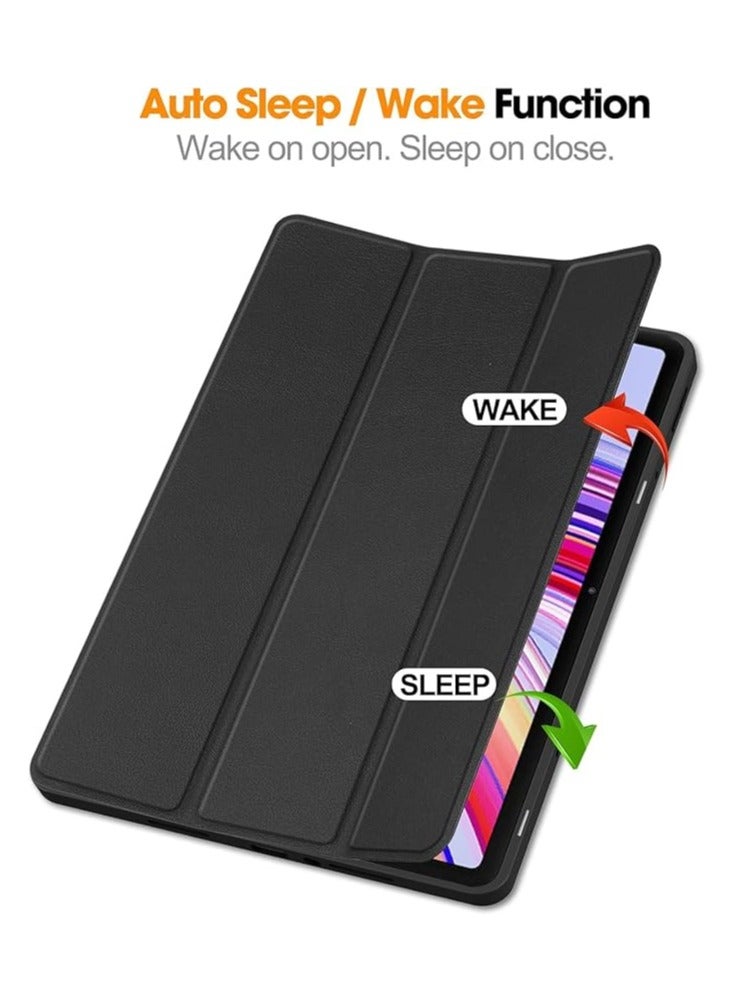 Case Cover Smart Tablet Case Compatible with Xiaomi Redmi Pad Pro 12.1Inch Smart Cover with Pencil Holder Tri-Fold Back Shell Slim Stand Shockproof TPU Cover Redmi Pad Pro/Xiaomi Poco Pad (Black) - Image 2