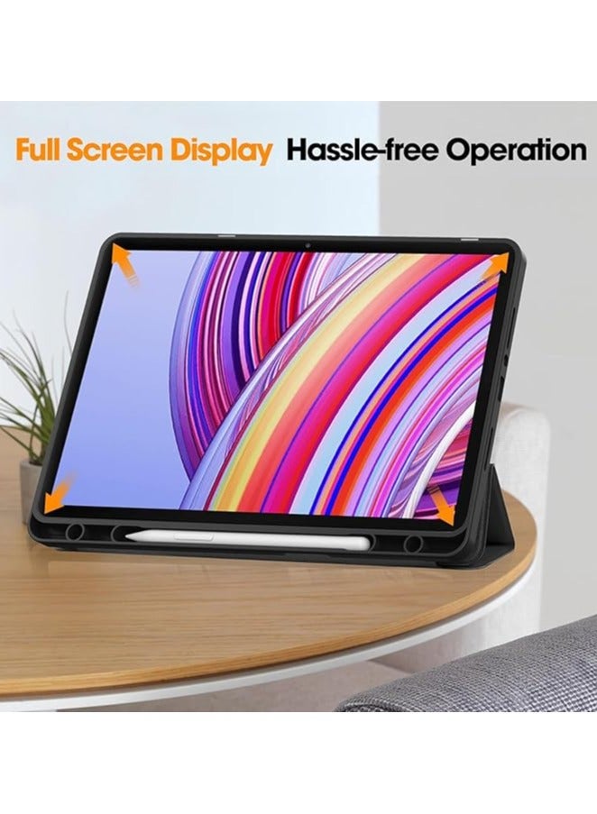 Case Cover Smart Tablet Case Compatible with Xiaomi Redmi Pad Pro 12.1Inch Smart Cover with Pencil Holder Tri-Fold Back Shell Slim Stand Shockproof TPU Cover Redmi Pad Pro/Xiaomi Poco Pad (Black) - Image 4