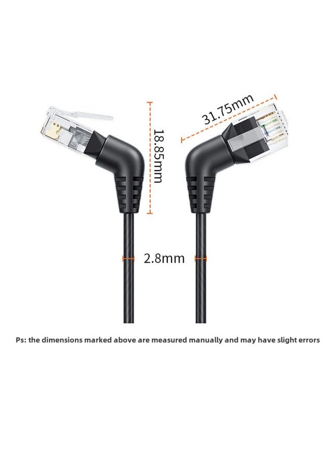 Generic Cat6a Super Class 6 Network Cable Elbow Rotation 10G 10 Gigabit Finished Jumper Pure Copper 360 Degree Cat8RJ45 Thin Wire-Color:Black Cat6a-Line Length:8 M  - Image 1