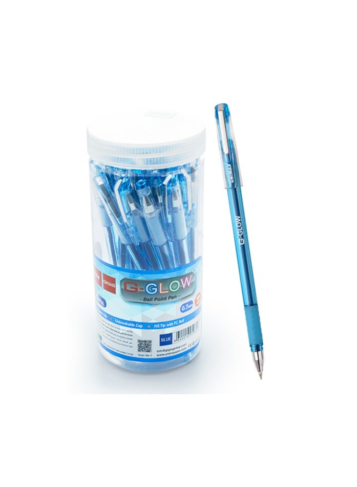 Gigis Glow Nickel Silver Tip Ball Point Pen, Smooth Writing Ball Pen for School Office Home, 25-Pieces, 0.7 mm, Blue - Image 1