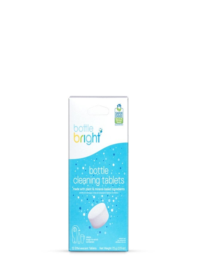 BOTTLE BRIGHT عبوة برايت حزمة واحدة (12 قرص) - لتنظيف الفولاذ المقاوم للصدأ، الترمس، الكوب، زجاجات المياه المعزولة والقابلة لإعادة الاستخدام - أقراص التنظيف سهلة وآمنة للاستخدام - Image 1
