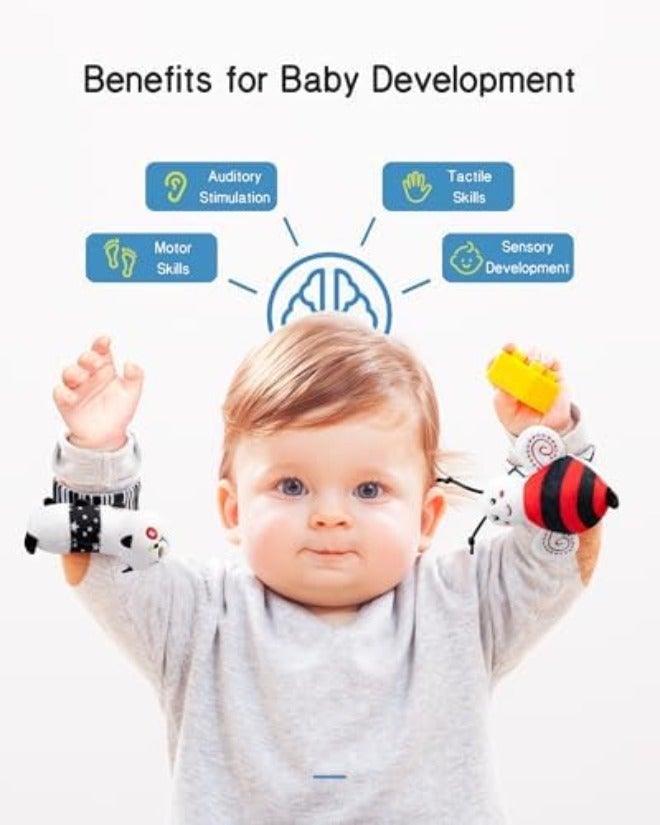 Infinno Baby Wrist Rattle Socks and Foot Finder Set - Perfect Shower Gift for Newborns, Garden Bug  Series - Image 5