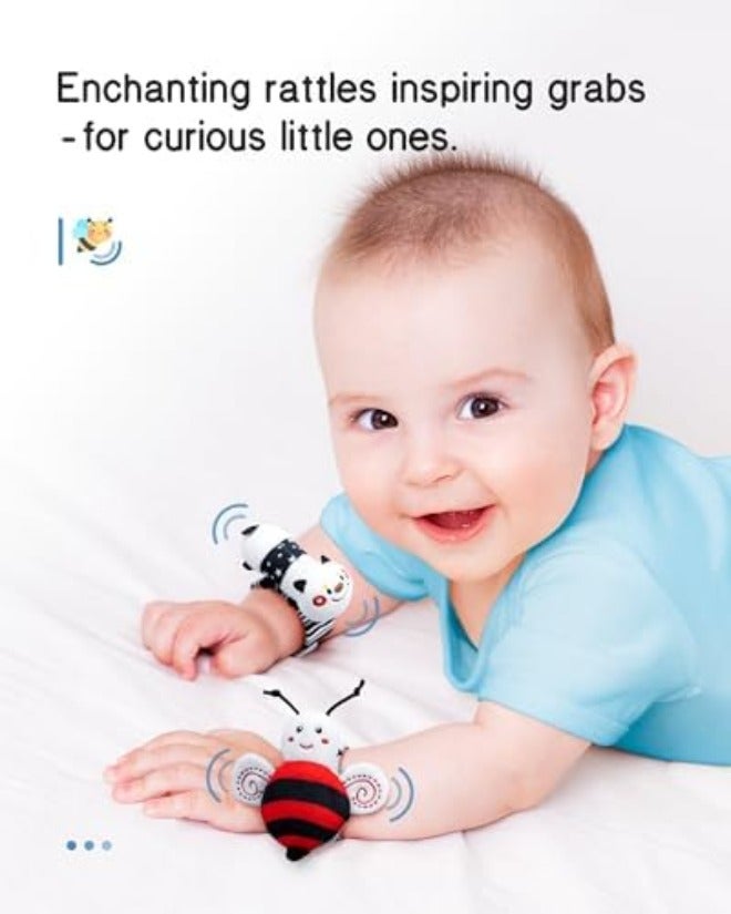 Infinno Baby Wrist Rattle Socks and Foot Finder Set - Perfect Shower Gift for Newborns, Garden Bug  Series - Image 4