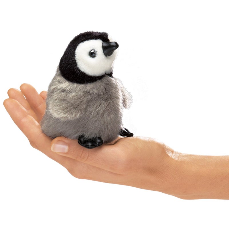 Folkmanis Mini Emperor Penguin Baby Finger Puppet Gray-blue, 1 EA - Image 1