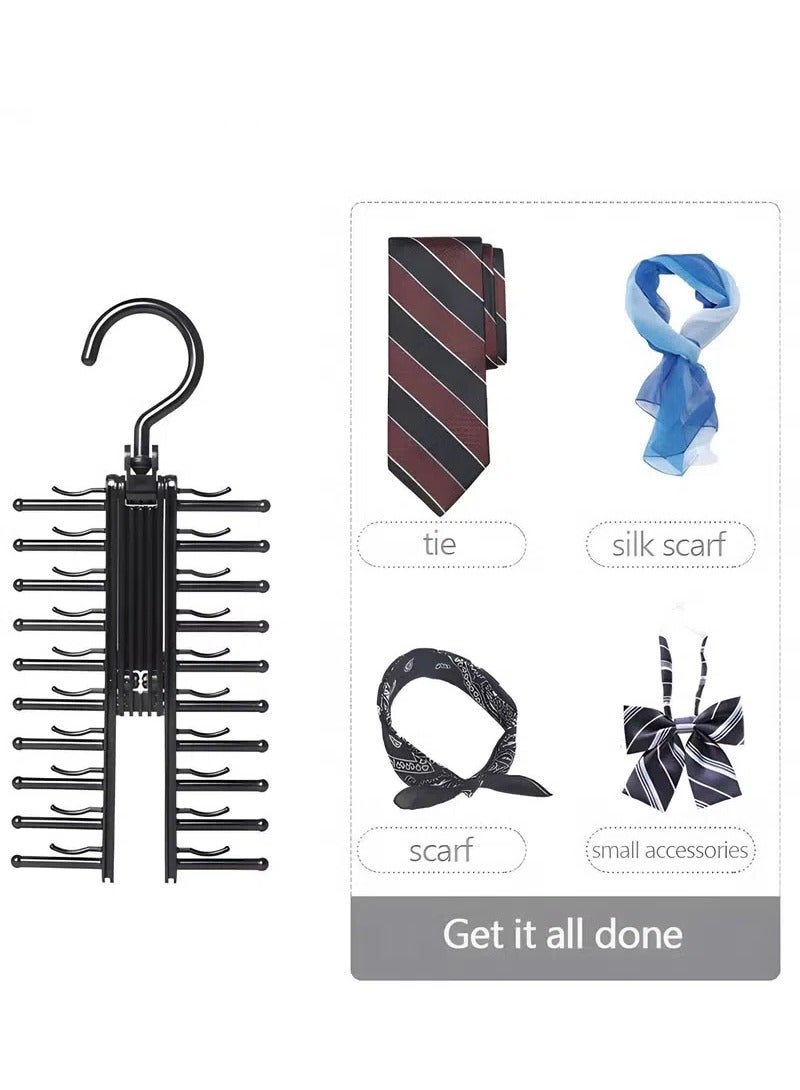 2-Pack 360 Degree Rotating 20-Hook Closet Organizer Hanger | Black Multi-Use Storage Rack for Belts, Ties, Shawls, Scarves & Accessories | Rotatable Wall/Hanging Hook Rack  - Image 5