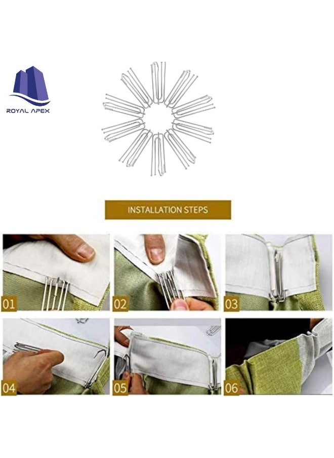Royal Apex Royal Apex Curtain Pleater Tape Pleat Hook, 4 Prongs Pinch Pleat Drapes Clip Traverse Pleater 4 End Hooks (Pack of 20)  - Image 2