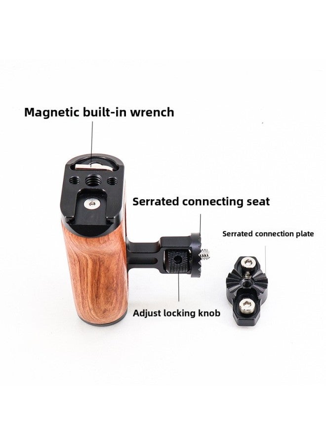 SLR Camera Side Handle 360 Degrees Rotation Adjustment Wooden Cold Boots Expansion Rabbit Cage Side Grip Hand Accessories-Color:LP-096A Wooden Grip - Image 3