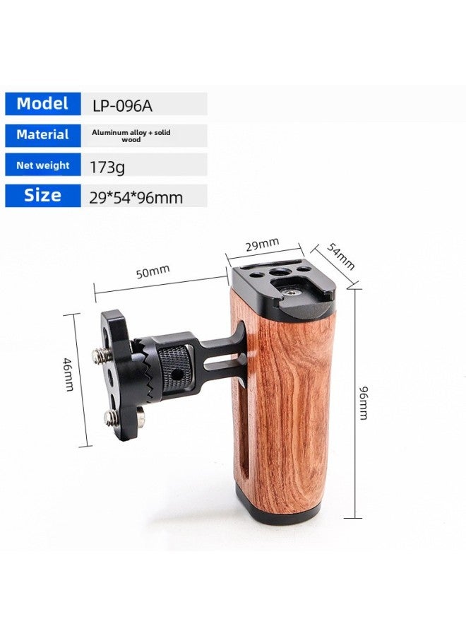SLR Camera Side Handle 360 Degrees Rotation Adjustment Wooden Cold Boots Expansion Rabbit Cage Side Grip Hand Accessories-Color:LP-096A Wooden Grip - Image 1