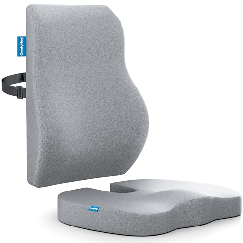 ComfyHug Coccyx Seat Cushion & Back Support Cushion for Office Chair Combo – Memory Foam Chair Pad & Lumbar Support for Tailbone, Sciatica & Back Pain Relief, Office, Car & Home Use (Grey) - Image 1