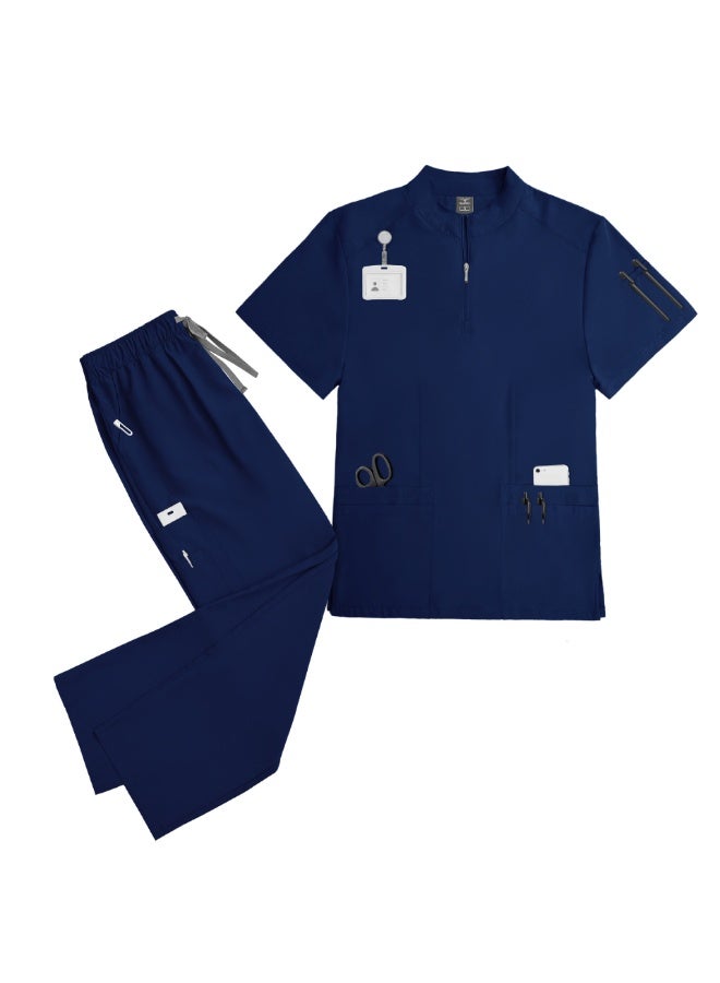 NIBEMINENT Short Sleeve Shirt Doctor Uniform Surgical Gown Women's Beauty Surgery Room Hand Scrub Suit Elastic Quick-Dry Unisex - Image 1