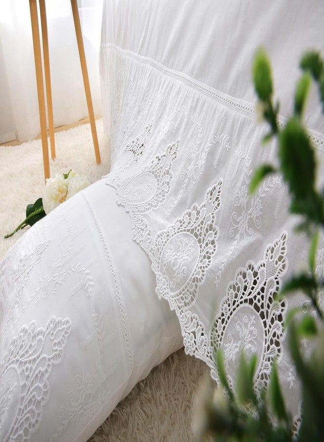 Meaning4 2-Pack White Battenburg Lace Pillow Shams Hollowed Out Lace Pillowcases French Luxury Elegant Look 100% Cotton Queen Size - Image 4