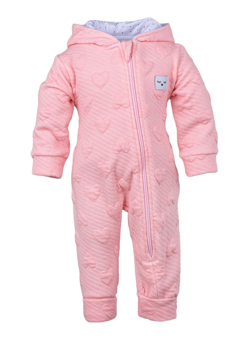 BABYCARA Adorable Cozy 100 Percent Turkish Cotton Toddler Pramsuit with Fancy Hooded Bunny Design and Nearly Full Zip Closure Ages 6-18 Months Perfect for Keeping Your Little One Warm Stylish  - Image 1