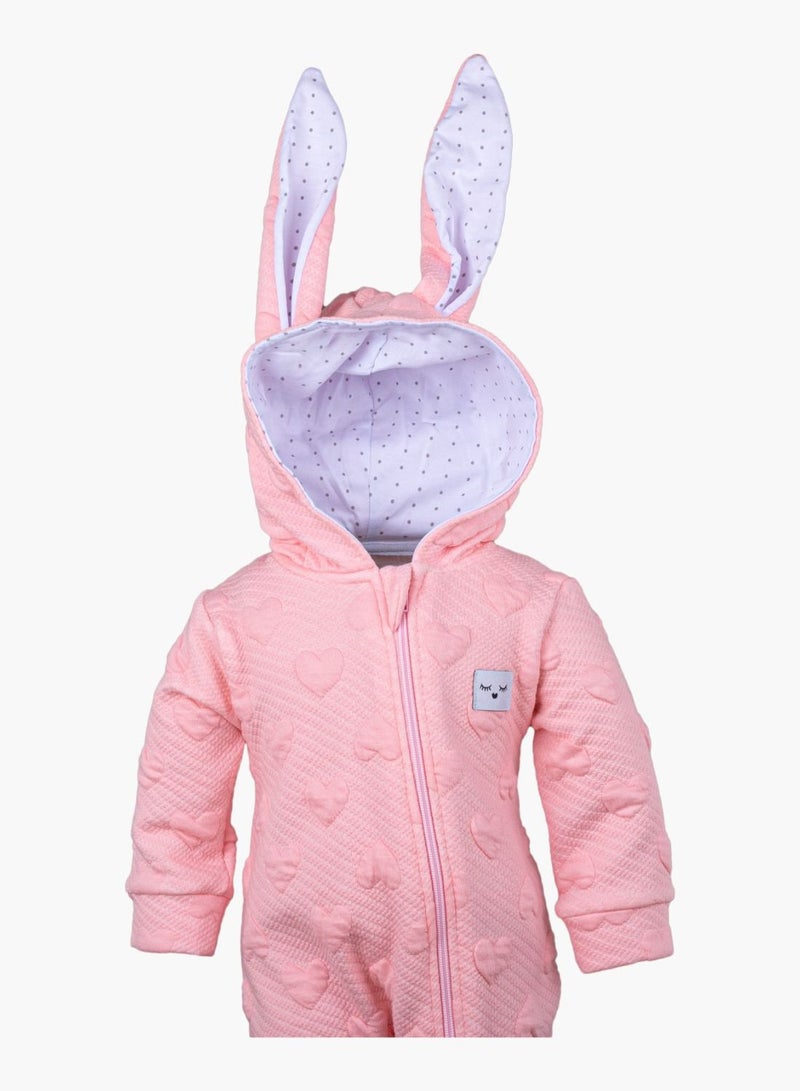 BABYCARA Adorable Cozy 100 Percent Turkish Cotton Toddler Pramsuit with Fancy Hooded Bunny Design and Nearly Full Zip Closure Ages 6-18 Months Perfect for Keeping Your Little One Warm Stylish  - Image 2