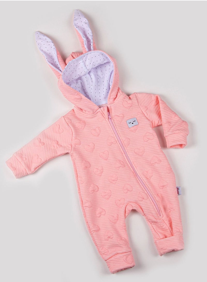 BABYCARA Adorable Cozy 100 Percent Turkish Cotton Toddler Pramsuit with Fancy Hooded Bunny Design and Nearly Full Zip Closure Ages 6-18 Months Perfect for Keeping Your Little One Warm Stylish  - Image 5
