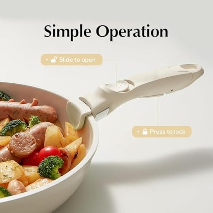 KASTWAVE Removable Handle For Cookware Universal Detachable Pot And Pans Handle Replacement With QuickRelease Button Durable And Ideal For All Cookware Models White - Image 3