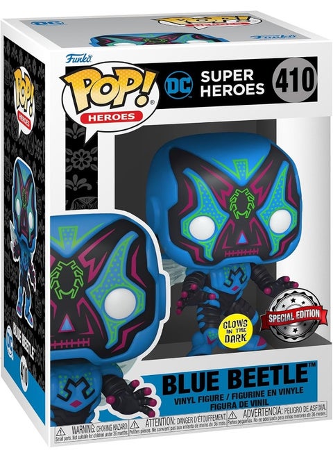 Funko Pop! Heroes: Dia De Los DC - Blue Beetle - Glow In the Dark - DC Comics - Collectable Vinyl Figure