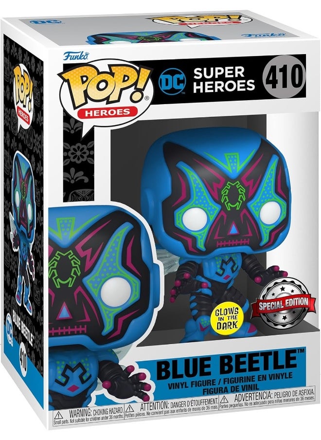 Funko Funko Pop! Heroes: Dia De Los DC - Blue Beetle - Glow In the Dark - DC Comics - Collectable Vinyl Figure  - Image 1