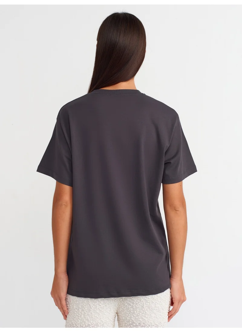 ديلفين 31065 Baksı Detailed T-Shirt-Anthracite