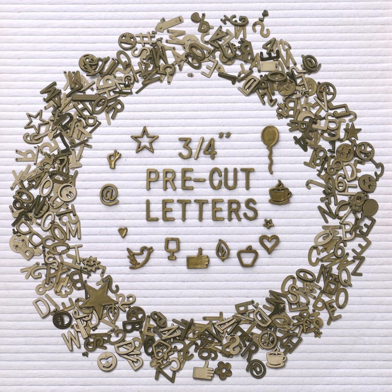 Big Role Antique Gold Letters for Letter Board Letters Only, 3/4 inch Message Board Letters for Felt Letter Board Signs (375 pcs) 0.75” Pre Cut Plastic Letterboard Letters Numbers Changeable Menu Board Symbols - Image 1
