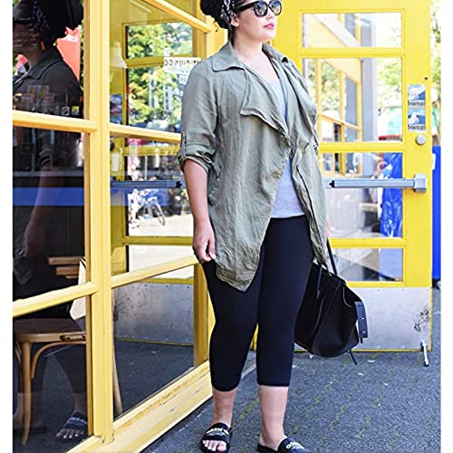 NEW YOUNG 3 Pack Plus Size Capri Leggings with Pockets for Women,High Waist Tummy Control Workout Yoga Leggings - Image 3