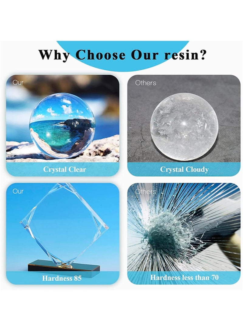 Aikanbo Crystal Clear Epoxy Resin Kit 472ml，Bubble-Free， Anti-Yellowing, Self Leveling Easy Mix 1:1 Coating and Casting Resin for Table Top，Molds，DIY Gifts（Including Production Tools） - Image 2