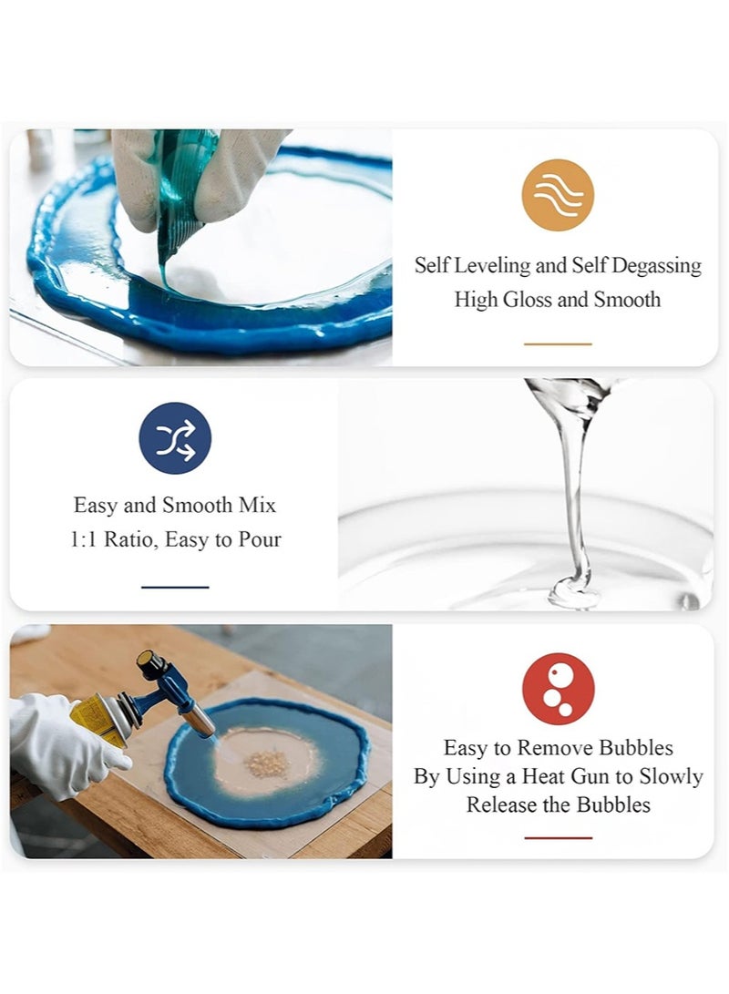 Aikanbo Crystal Clear Epoxy Resin Kit 472ml，Bubble-Free， Anti-Yellowing, Self Leveling Easy Mix 1:1 Coating and Casting Resin for Table Top，Molds，DIY Gifts（Including Production Tools） - Image 3