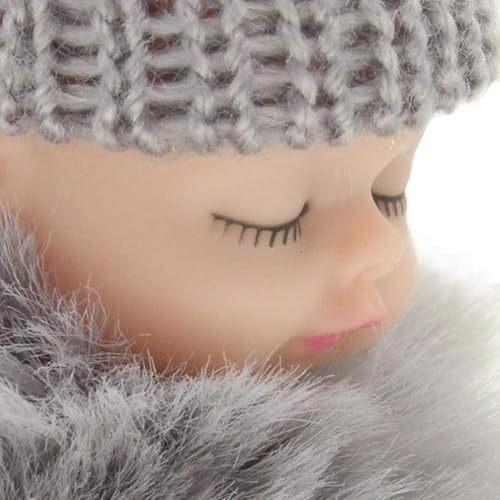 ASHMEN Soft Toys Cute Sleeping Baby Doll Key Chain | Fluffy Fur Pompom Keychain Car Bag Pendants Keyring key holder | Key Chain for Girls| Gift for Girl Women (Multi-Color) (Pack of 1) - Image 3