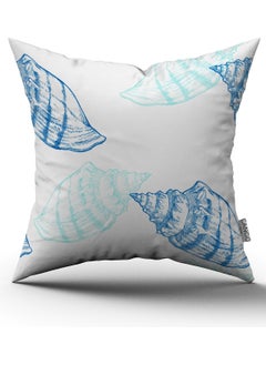 Cango Home Blue and White Marine Themed Seashell Patterned Digital Printed Throw Pillow Cover CGH628 