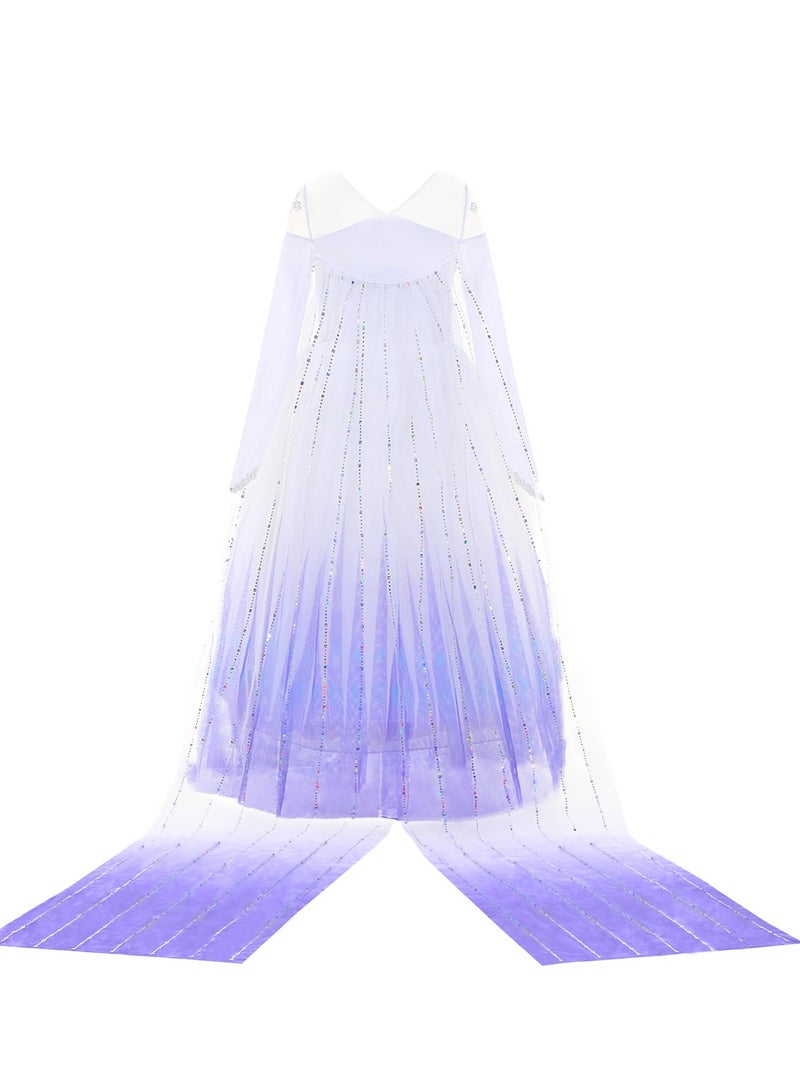 SYOSI Girls Princess Costumes Snow Queen Dresses Fancy Dress Up Clothes for Party Cosplay, White, 130cm  - Image 4