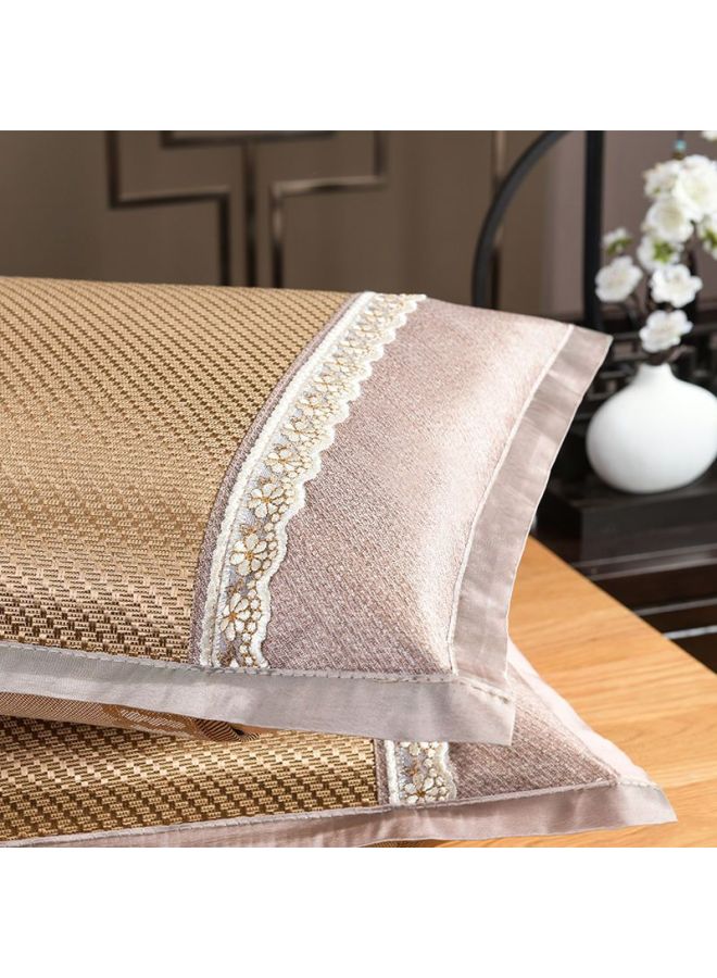 Summer Ice Silk Pillowcase Summer Summer Mat Pillowcase Single Household Student Rattan Pillowcase Cool Adult Pair-Color:Ice Silk Pink Rose 48*74cm-Specifications:Pair Of Pillowcases  - Image 5