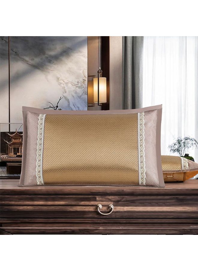 Summer Ice Silk Pillowcase Summer Summer Mat Pillowcase Single Household Student Rattan Pillowcase Cool Adult Pair-Color:Ice Silk Pink Rose 48*74cm-Specifications:Pair Of Pillowcases  - Image 2