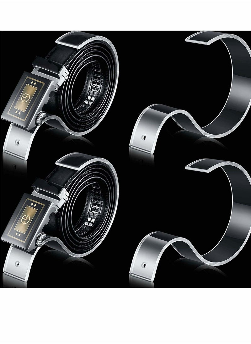 Excefore - Belt Display Stands Set, 4 Pcs Clear Acrylic Belt Organizer Belt Display Case - Image 1