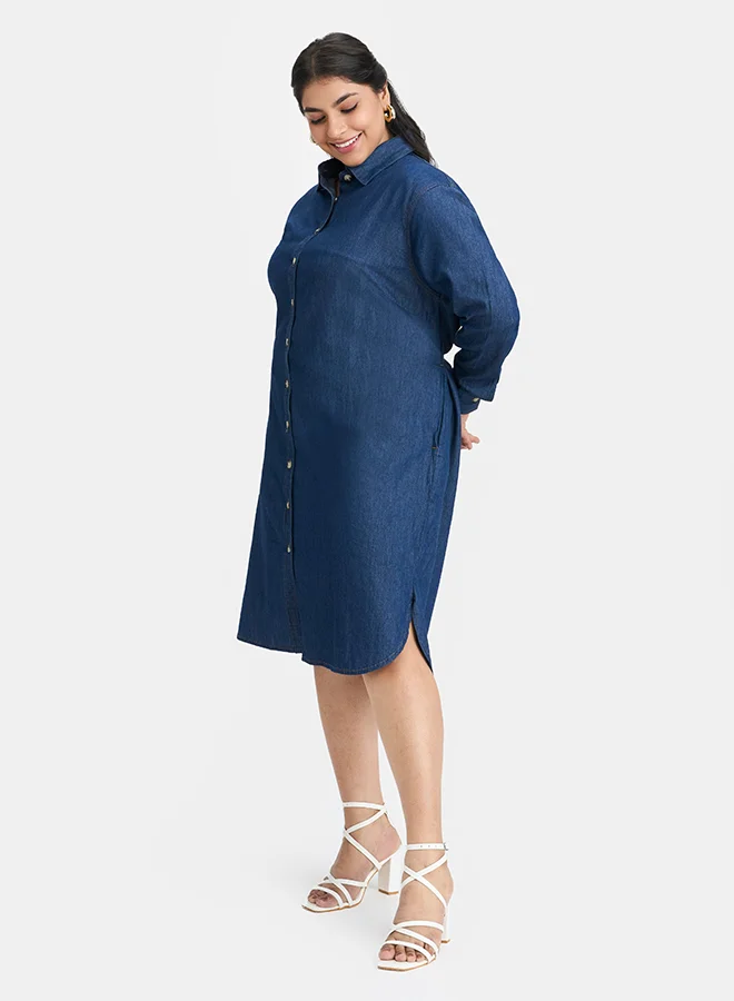 فيرجيو فستان قميص دينم قطن 100% من فيرجيو