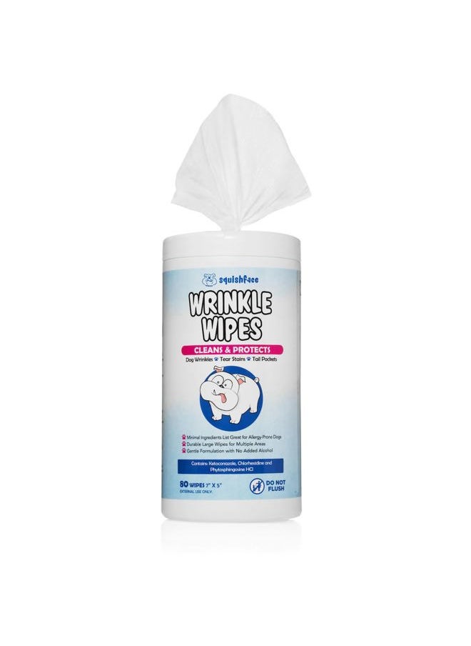 Squishface - Wrinkle Wipes – 5”x7” Large Dog Wipes - Deodorizing, Tear Stain Remover – Great for English Bulldog, Pugs, Frenchie, Bulldogs, French Bulldogs & Any Breed! (80 Count) - Image 1