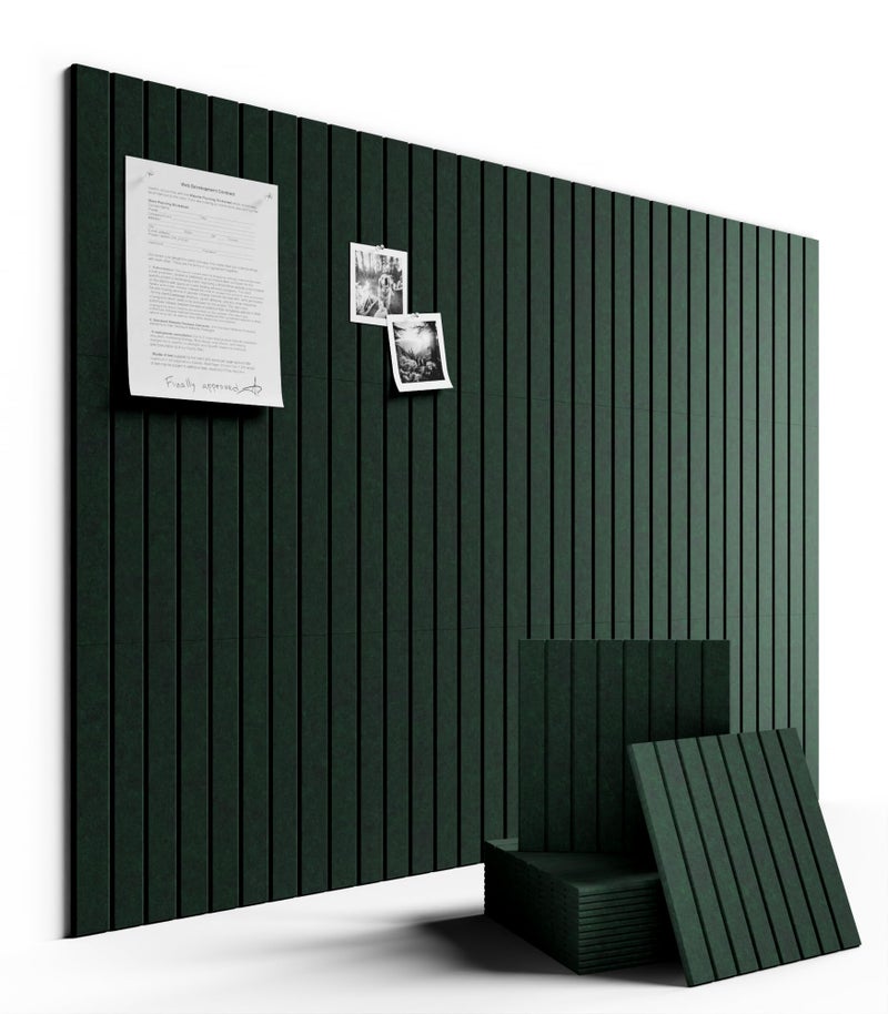 Fluxynara Large Felt Bulletin Board 48" x 36" Cork Board Alternative-12 Pack with 70 Safe Removable Adhesive Tabs, Cork Boards for Walls Cork Board for Home Office Classroom Pin Board- Pine Green - Image 1