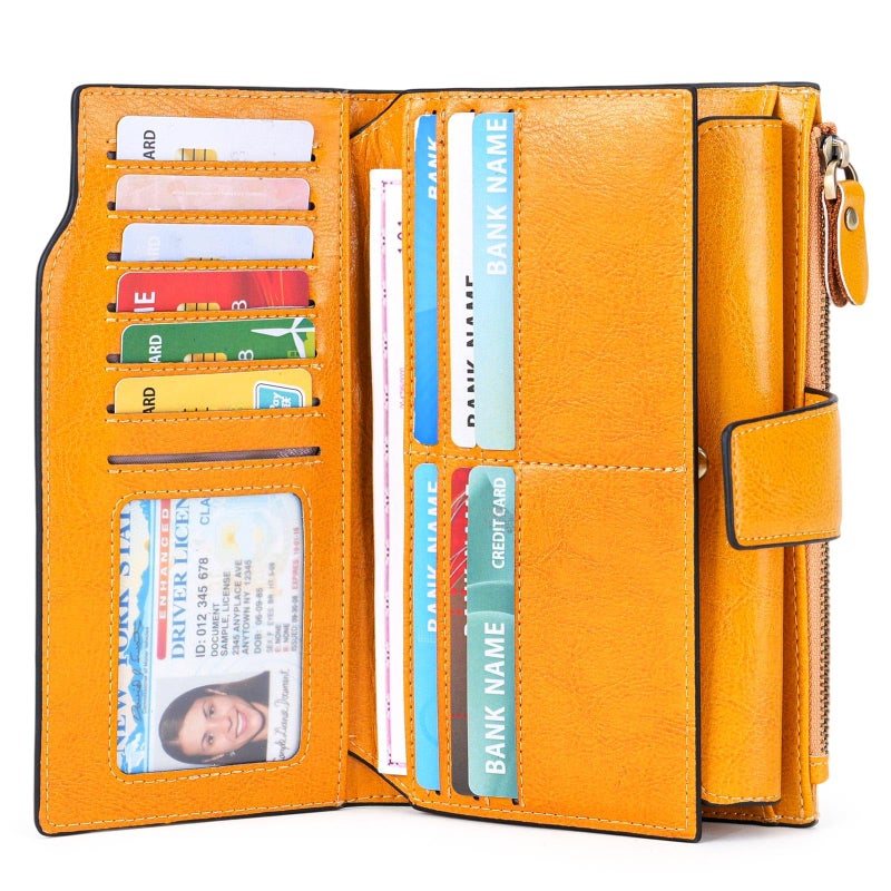 SENDEFN Women Leather Wallets RFID Blocking Clutch Card Holder Ladies Purse with Zipper Pocket - Image 2