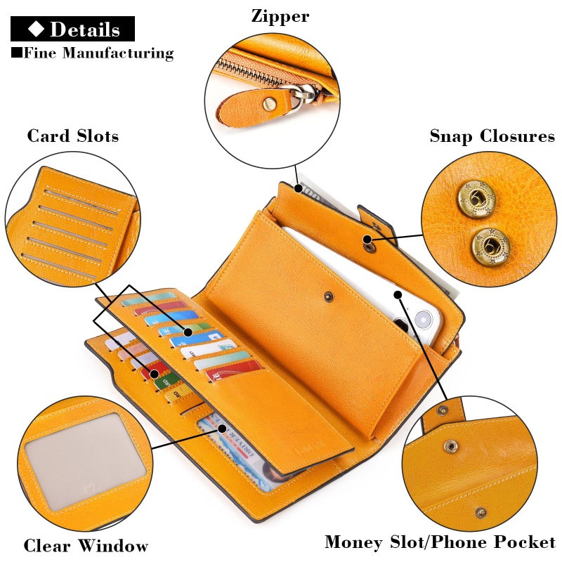 SENDEFN Women Leather Wallets RFID Blocking Clutch Card Holder Ladies Purse with Zipper Pocket - Image 5