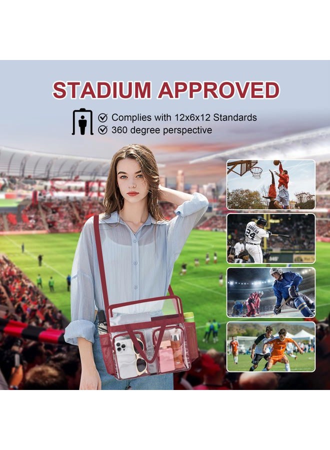 Oraben Clear Tote Bag Clear Bag Stadium Approved 12x6x12 Stadium Bag for Work, Sports Games,Gym, Rose Red, 12 x 5.5 x 12 inches - Image 3