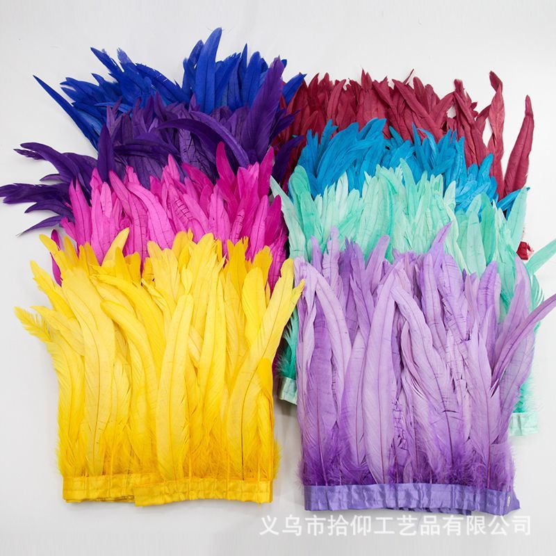 Selling 25-30Cm Tail Feather Cloth With Cloth Strip Stage Clothing Skirt Feather Shawl Diy Handmade - Image 2