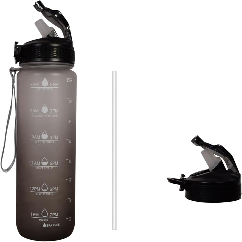 TRENDORA Motivational Water Bottle Stay Hydrated and Inspired - BPA-Free, Leakproof, and Durable with Straw Inside (Grey) - Image 3