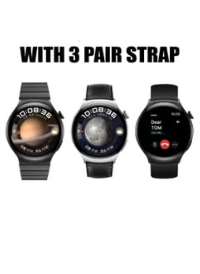BSNL - BSNL Unisex Smartwatch 2025 New ChatGPT With 1.43” Amoled Curved Screen and Top SF32LB551 Chip And 3 Watchbands Support Compass Baidu Maps BT Calling Sports & Health Monitoring for Android 5.0+ iOS 10.0+ Black - Image 1