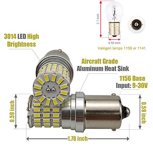 iBrightstar 9-30V Extremely Bright 1156 1141 1003 BA15S LED Bulbs Replacement for Back Up Reverse Lights,Brake Tail Lights and Rv Camper Lights, Xenon White - Image 2