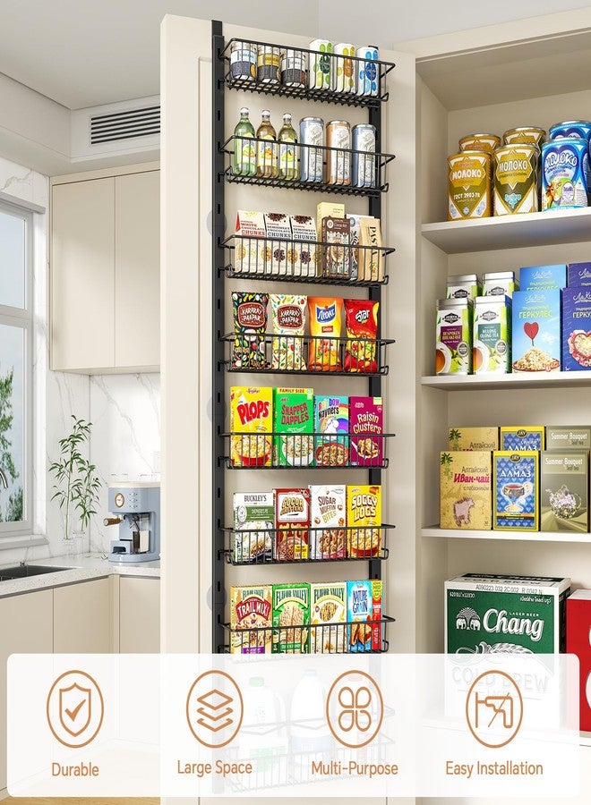 MIAOLI Over the Door Pantry Organizer, 8-Tier Adjustable Spice Rack Cabinet Door Shelves, Hanging Seasoning Organizer for Kitchen Bathroom, Laundry Room Organization, Black - Image 5