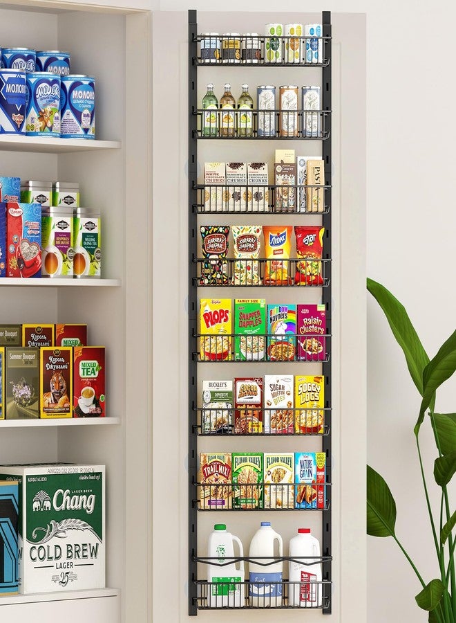 MIAOLI Over the Door Pantry Organizer, 8-Tier Adjustable Spice Rack Cabinet Door Shelves, Hanging Seasoning Organizer for Kitchen Bathroom, Laundry Room Organization, Black - Image 2
