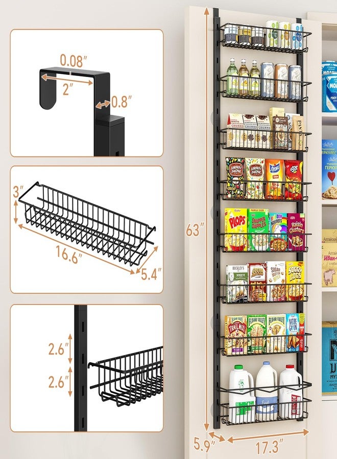 MIAOLI Over the Door Pantry Organizer, 8-Tier Adjustable Spice Rack Cabinet Door Shelves, Hanging Seasoning Organizer for Kitchen Bathroom, Laundry Room Organization, Black - Image 3
