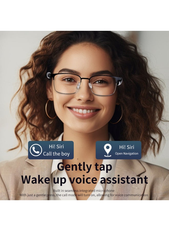 نظارات صوتية ذكية عبر الحدود تعمل بالبلوتوث وموسيقى ونظارات شمسية زرقاء جديدة مضادة للأشعة فوق البنفسجية للاستماع إلى الأغاني - اللون: Gs06 عيون ذكية سوداء - Image 1