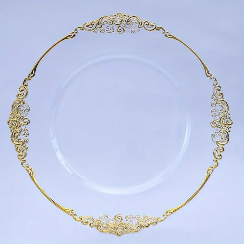 Occasion Plastic Plates Set of 50 plates 25 x 1025 Dinner  25 x 75 SaladDessert for Weddings birthday Parties and Special Events white and golden - Image 1