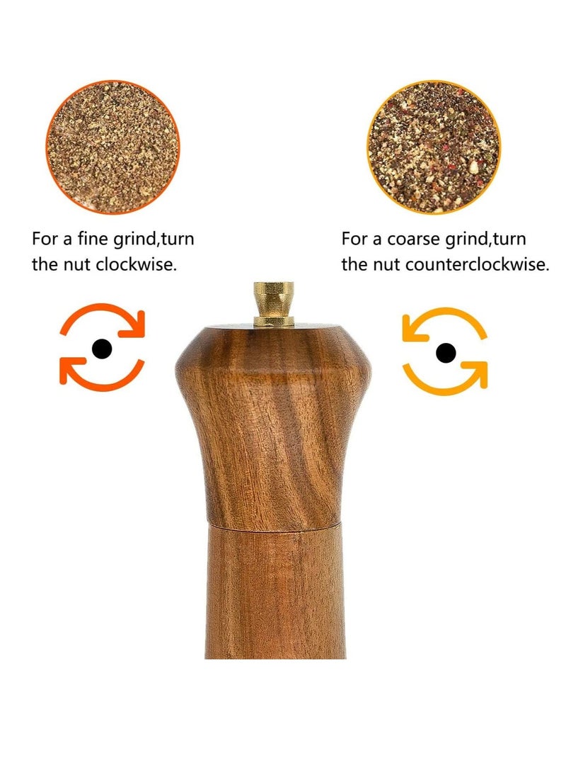 Wooden Salt And Pepper Grinder Set 2 Pcs 10 Inch Wood Salt And Pepper Grinders Refillable Pepper Mill With Adjustable Coarseness Salt And Pepper Grinders Shaker Tableware Gifts - Image 5