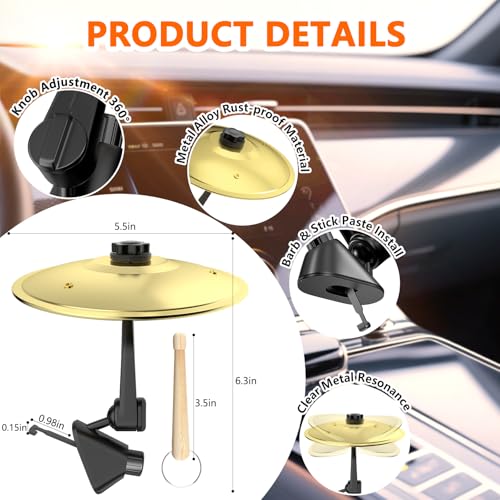 MENGBEI Car Cymbal Air Vent, Mini Car Crash Cymbals, Add Fun to Your Drive with Car Drum | A Great Gift For Drummers And Music Lovers | All Vehicle Types (Gold, 5.5 Inch) - Image 2